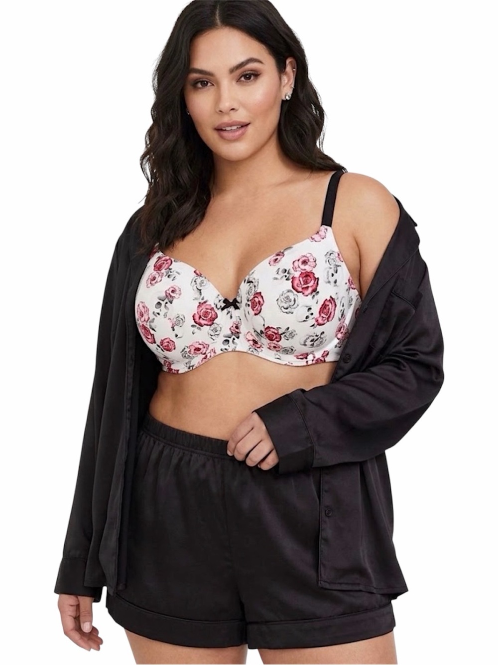 Torrid Curve Body™ white Skull red rose Floral Demi Bra white rockabilly 46DD
